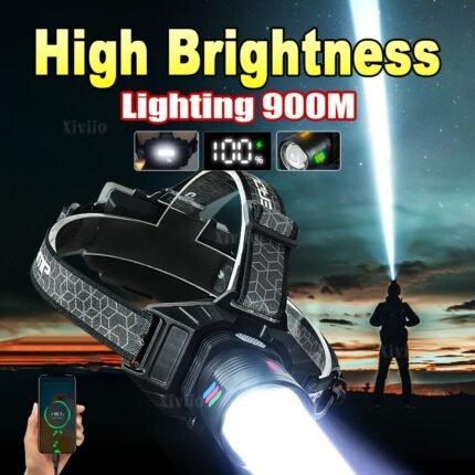 Powerful Rechargeable Headlamp with 2*18650 Batteries, High-Brightness Portable Fluorescent Long-Range LED Spotlight, Adjustable Zoom & 4 Modes – Ideal for Camping and Night Work, Headlamp Rechargeable, Headlamp Super Bright Rechargeable, Head Lamp Rechargeable, Outdoor Lighting, Night Work Light, Adjustable Spotlight, Ergonomic Fit, Durable Construction, Rechargeable Battery, Headmounted Lamp, Multimode Headlamp, Emergency Preparedness, Outdoor Enthusiasts