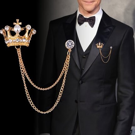 4pcs Elegant Men'S Lapel Pins Set - Golden Wing & Chain, Crown, Steering Wheel, Pegasus Design, Perfect for Tuxedos & Formal Wear, Formal Attire Accessories | Elegant Lapel Pins | Durable Alloy Pins, Lapel Pin Set