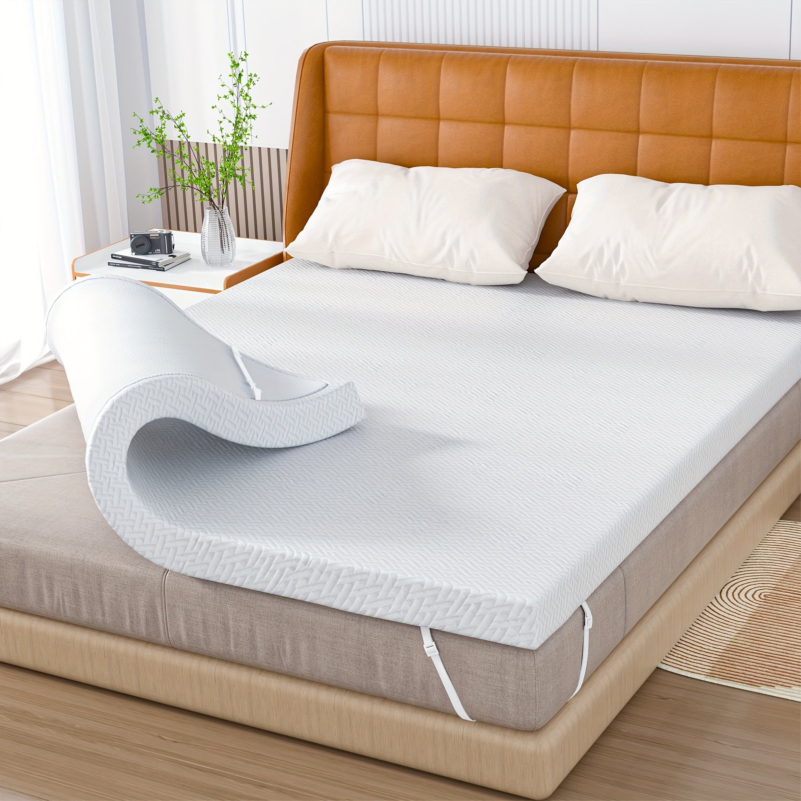183f9e40-b332-4bef-aa55-94da89c462e3.jpg Advanced Gel Memory Foam Mattress Topper With Advanced GelMemory Foam Mattress, Soft, Comfortable, Breathable Design| Cooling Gel For Home Bedroom, Gel Infused Comfort Every Night, 3 Inch Thicknesses, 6 Sizes, Meet Different Needs - Image 1