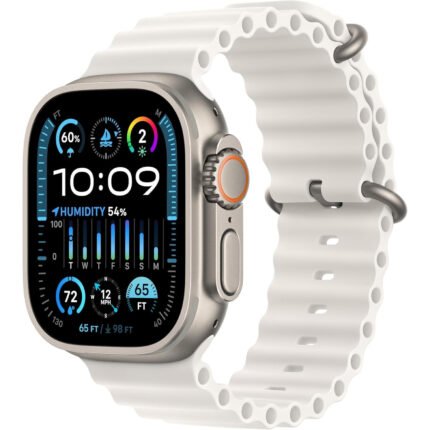 Apple Watch Ultra 2 [GPS + Cellular 49mm] - Titanium Case With White Ocean Band One Size & AppleCare+ (1 Years) Precision GPS, Action Button, Extra-Long Battery Life