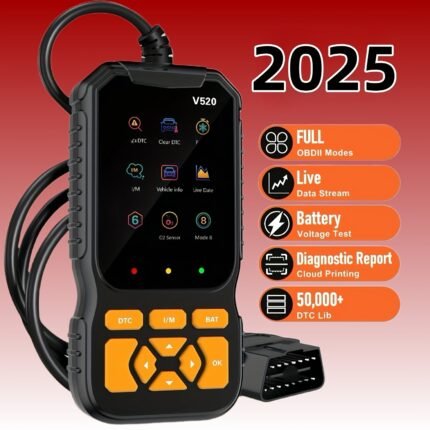 2025 advanced OBDII/EOBD car diagnostic scanner, complete OBD2 function, enhanced engine fault code reader and reset, fast OBD2 code reader with real-time data stream, 35901 DTC library, with battery voltage check