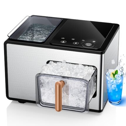 Nugget Ice Maker Countertop, 40lbs/24H, Pebble Ice Maker with Soft Chewable Ice, Self Cleaning Sonic Ice Machine, Stainless Steel W/Touch Screen for Home Office Bar Party- Silvery, Perfect for Thanksgiving