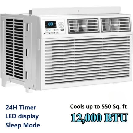 36 Inch Bladeless Tower Fan & 5000-12000 BTU Window AC Units | 4-in-1 Cooling/Fan/Dry/Sleep Modes | Quiet Operation | Cools 250-550 Sq.Ft | Adjustable Wind Speed | Easy Install For Home & Apartment & Office | Stay Cool & Comfortable, Cools Fast