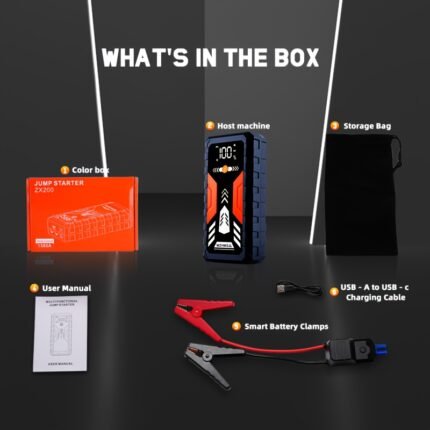 Jump Starter, 2000A Portable Jump Box - Car Jump Starter Battery Pack For Up To 2.11gal Gas And 1.72gal Diesel Engines, 12V Battery Jump Starter With Handbag (Red)