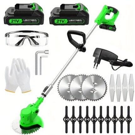 Portable Home Cordless Electric Lawn Mower, Yard Weeder/Cordless Lawn Mower, High-capacity Lithium Battery with 3 Blade Types And Battery Level Display, Strong Horsepower, Perfect for Courtyard Gardens, A Perfect Gift Choice for Men