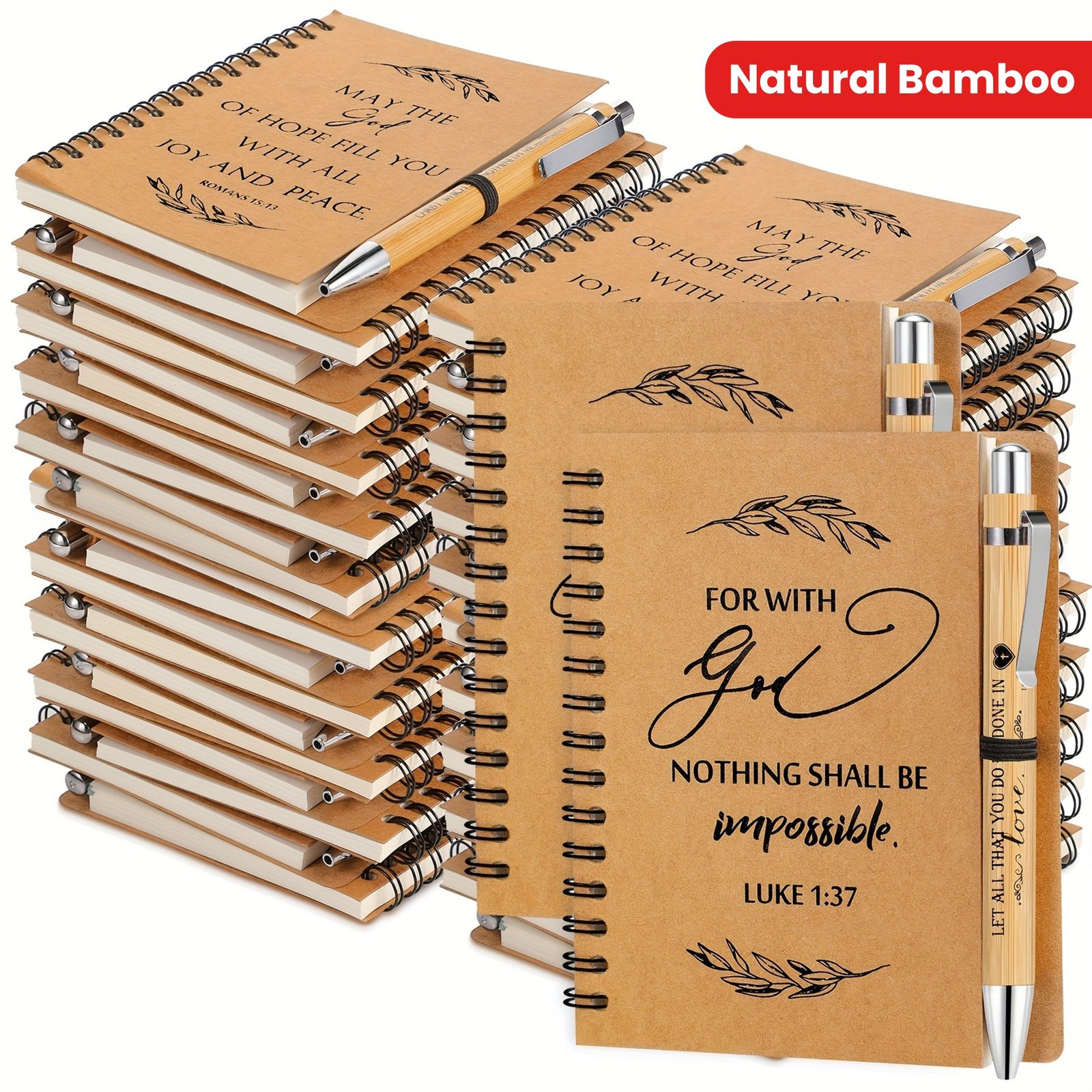 1b9147a247190dfeb98b1ce29c8262c0_QcpicNCNLOxnk.jpg 100pcs/ 50 Set Christian Gifts Bulk Include Spiral Notebook And Ballpoint Pen Prayer Journal Religious Party Favor God Scripture Notepad For Women Sunday Church Thanksgiving Mother'S Day Easter Gift - Image 1