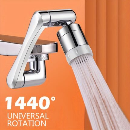 1pc, 1440° Copper Alloy Universal Swivel Faucet Spray Head, Suitable For Extension Faucet, Aerator Spout, Kitchen Faucet, Wash Basin Robot Arm Faucet Extender, Sink Accessories Valentine'S Day gift