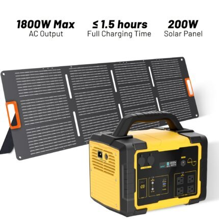 Portable Power Station With 200W Solar Panel, 1024Wh LiFePO4 Battery, 1.2H Fast Charging, UPS Function, 4x1800W AC/100W USB-C Output Use As A Solar Generator For Home Backup Power, Camping & RVs