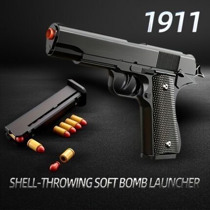 1911 Mechanical Semi-Automatic Toy Gun with 30 Bullets & 1 Magazine - Safe ABS Plastic, Shell Ejection System, Non-Electric for Kids Ages 6+, Outdoor Shooting Games, Christmas Birthday Gifts (Black), Toy Pistol, Playful Gift Idea, Textured Grip Design