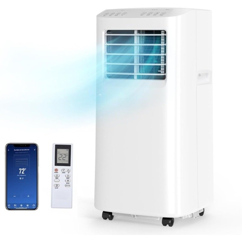 1d6884a1-e04f-47da-9249-07c634ff0114.jpeg 9,000BTU Portable Air Conditioner, Room Mobile AC Unit with Remote & APP Control, Rolling Wheels & Installation Kit - Image 1