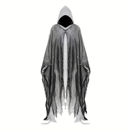 Halloween Horror Grim Reaper Costume Men Scary Cloak Witch Costume Men Women Hooded Cape For Adult Cosplay Props