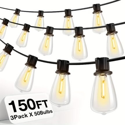 200/150/100/50ft Waterproof LED Outdoor String Lights - ETL Listed, Shatterproof ST38 Bulbs, Dimmable & Connectable, Warm White for Garden, Porch, Patio, Balcony, Backyard, Party & Holiday Gift