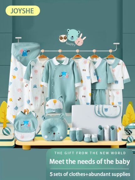 Baby Boy Clothes + Baby Items, Newborn Daily Necessities Complete Set, 0-3 Months, Total 27pcs, 5 Sets Of Clothes + Hat + Bib + Hand And Foot Covers + Bibs,, Baby Full Moon Fall Long Sleeve Suit, Baby Romper, Local Warehouse, Baby Shower Gifts, Perfect for
