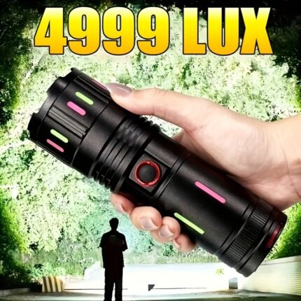Newest Most Powerful Flashlight, Built-in Rechargeable Battery Aluminum Alloy Tactical Flashlight, Portable for Outdoor, Work, Hunting, Fishing, etc