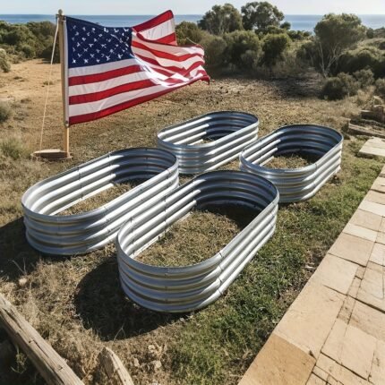 [Galvanized Garden Bed] 1/2/4pcs Metal Raised Garden Bed - 4x2x1ft, Galvanized Oval Planter Outdoor For Flowers, Plants, Vegetables & Herbs - Anti-Rust, Durable & Easy Assembly With Detailed Instruction Manual, Herb Gardening | Durable Construction