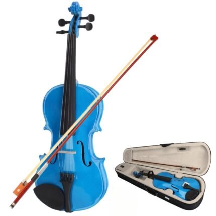 AUTOFOREVER 4/4 Acoustic Violin Case with Bow - Durable Hardshell Protective Cover, Ergonomic Design & Secure Strap for Travel, Storage, and Performance - White/Blue/Green/Pink, Violin Accessories, Travel Violin Case, Sleek Violin Case, Sturdy Construction