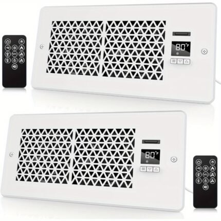 2/ 1 Pack Register Booster Fan for 4in x 10in Register Holes with Remote Control and Thermostat, 10-Speeds Floor Vent Fan Booster - Enhances AC Heating&Cooling Airflow, Quiet Air Duct Fan for Wall, White