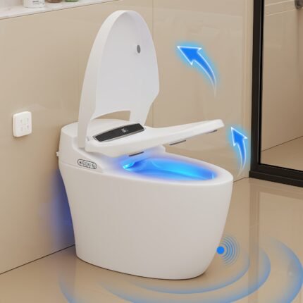 Smart Toilets Are A Must-have! Bathroom Accessories, Four Flushing Methods, Seat Temperature Display, Heating, With Blue Mood Light, Angle Valve Suitable For 1/2 Threaded Copper Tubes