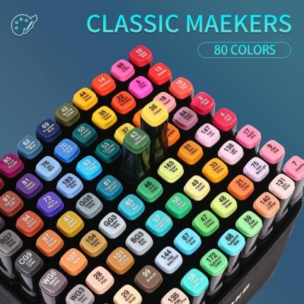 Markers, 80 Colors Dual Brush Tip Permanent Art Markers, Coloring Marker, for Book Painting Card Making, Back to School Season Marker Set, School Supplies