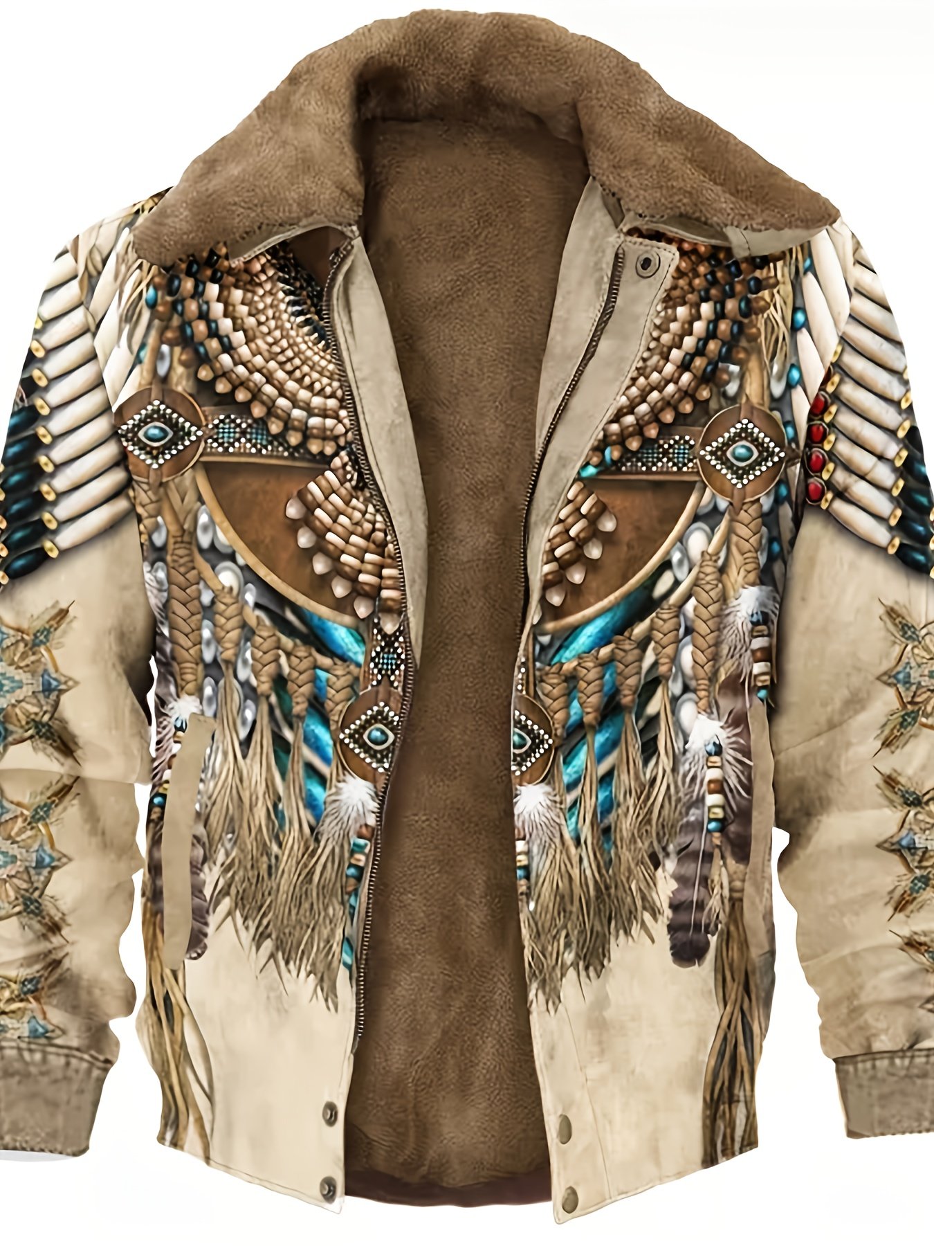 22da2e97-2ce5-4d22-aab6-5d8051a6b285.jpg Men's Winter Coat with Ethnic Style Printed Pattern Jacket for Office And Professional Dating, Leisure, Daily Outdoor Activities, Sports, Winter Jacket - Image 1