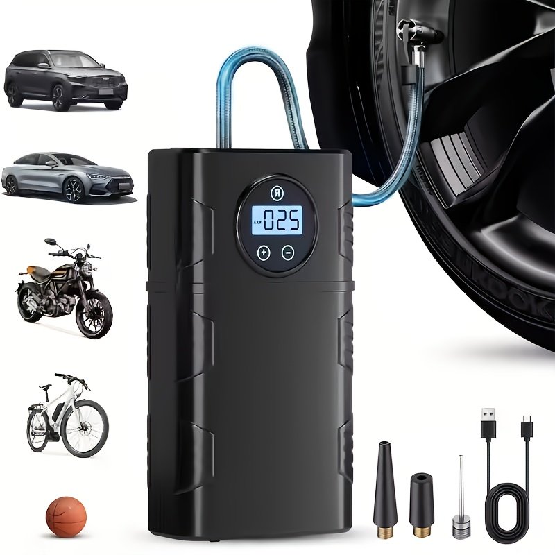 23202c15-7d7e-4f8b-a72d-c5b3b44a4012.jpg Wireless 120PSl Portable Air Pump 2X Faster Inflation Tire Inflator Portable Air Compressor Cordless Tire Pump with Digital Pressure for Car, SUV, Bike, Motorcycle, Ball, Car Air Pump for Tires, Car Tire Air Pump, Air Pump for Car Tires - Image 1