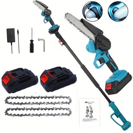 2-in-1 Wireless Pole Saw and Mini Chainsaw with Brushless Motor - 6" Cutting Chain, Extendable Long Pole, Quick-Change Blades, Safety Lock - Heavy-Duty for Tree Pruning, Gardening, Landscaping - Compatible with US Outlet (110V) - Ideal for Professionals & DIYers, Pole Saws for Tree Trimming, Garden Maintenance, Ergonomic Design, Robust Construction, Outdoor Cutting Tool, Compact Design, Sturdy Build, Professional Landscapers