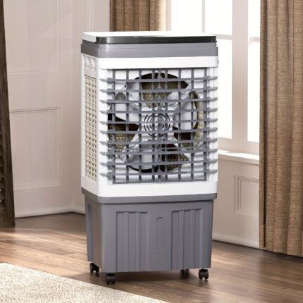 Evaporative Temperature Cooler, 2354 CFM Portable Swamp Temperature Cooler with 6.6 Gallon Water Tank, 3-in-1 Cooling Temperature Cooler, Fan & Humidifier, 120° Oscillation, 3 Wind Speeds, 2 Ice Packs, 7.5 Hour Timer, Remote Control