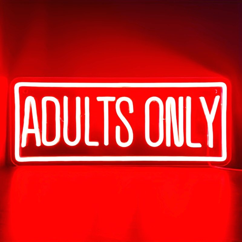 23716c2accb8df07c26a6a74b66ee0c9_TfCQBMrAOoDKH.jpg ASSHNMOR Red "Adults Only" LED Neon Sign Light - USB Powered, Non-Dimmable One Color Plastic Wall Hanging Neon Light with Push Button Control for Bedroom, Man Cave, Hotel, Party Decor - No Battery Required - Image 1