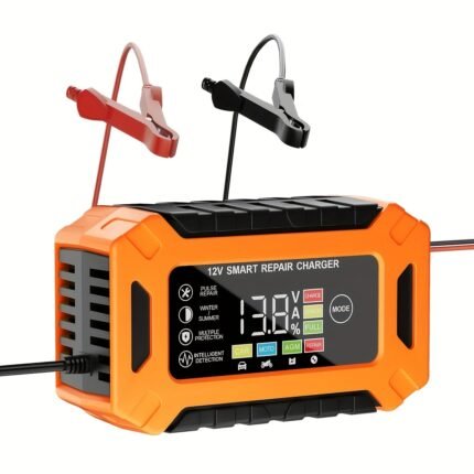 Heavy-Duty Car Battery Charger & Desulfator for AGM/GEL/Lead-Acid Batteries - 12V 150Ah, Fireproof ABS, 110-230V, 6A Output, 50Hz/60Hz, US Plug, Ideal for Cars, Trucks, Motorcycles, Vehicle Maintenance, Robust Design, Durable Construction