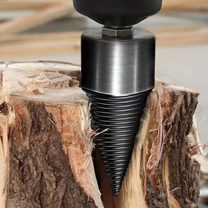 Set of wood splitter drill bits, heavy duty log splitter spiral cone, thread splitting drill bits wood breaking wedge drilling woodworking tools with 3 mode drill bits with replaceable adapter