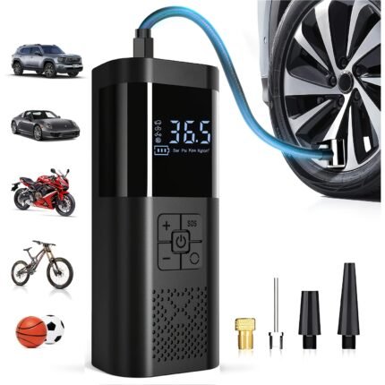 Tire Inflator Portable Air Compressor, 150PSI Car Tire Pump with Tire Pressure Gauge, LED, 3X Quick One-Button Intelligent Cordless Tire Pump Suitable for Cars, Motorcycles, Bicycles, Balls, etc