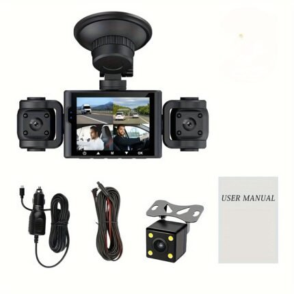360° Dash Cam - 4-Channel HD 1080P Front & Back, Left, Right Car Camera With Night Vision, WDR, Optional 64GB Memory Card Included, 2.4" IPS Screen, Loop Recording, G-Sensor, 24H Parking Mode.