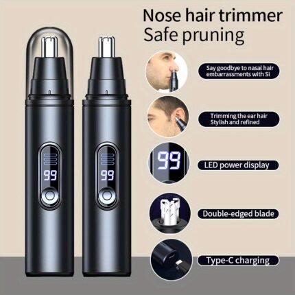 Electric Nose Hair Trimmer, Painless Facial Hair Removal Device for Men And Women - with LED Display Screen, USB Charging, Suitable for Trimming Nose Hair, Ear Hair, Eyebrows, Etc