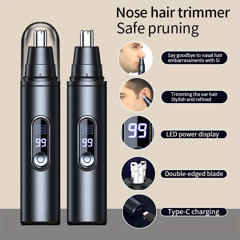 26bfd2607e20490494838a3cd5e422d6-goods.jpeg Electric Nose Hair Trimmer, Painless Facial Hair Removal Device for Men And Women - with LED Display Screen, USB Charging, Suitable for Trimming Nose Hair, Ear Hair, Eyebrows, Etc - Image 1
