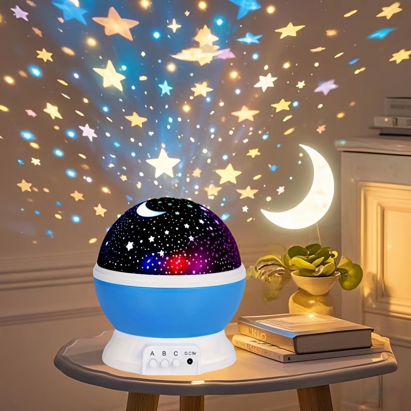 27063556-dfb4-4a6b-9128-e8a47bc1299a.jpg Starry Night Light Projector, 360 ° Rotatable Light Fixture with 9 Color Modes, Featuring Moon And Stars - USB Powered, 1 Dreamy Starry Light - Illuminates Romantic Bedrooms, Adding Brilliance to Festivals, Camping Adventures, And Parties - Image 1