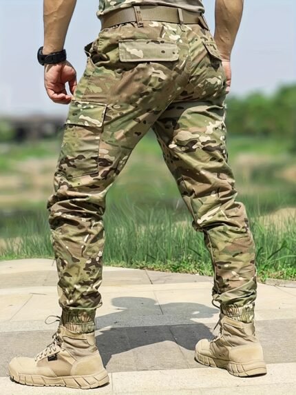 Mountain Series Men's Outdoor Camouflage Cargo Pants, Multi-Pocket Tactical Workwear Suitable for Cycling and Combat Operations, Camouflage Clothing for Men, Outdoor Tactical Activities, Field Duty Clothing, Men's Pants, Multi-Pocket Trousers, Camouflage Pattern, Sporty Aesthetic, Heavy-Duty Build, Non-Stretch Fabric, Adult Men, Outdoor Enthusi