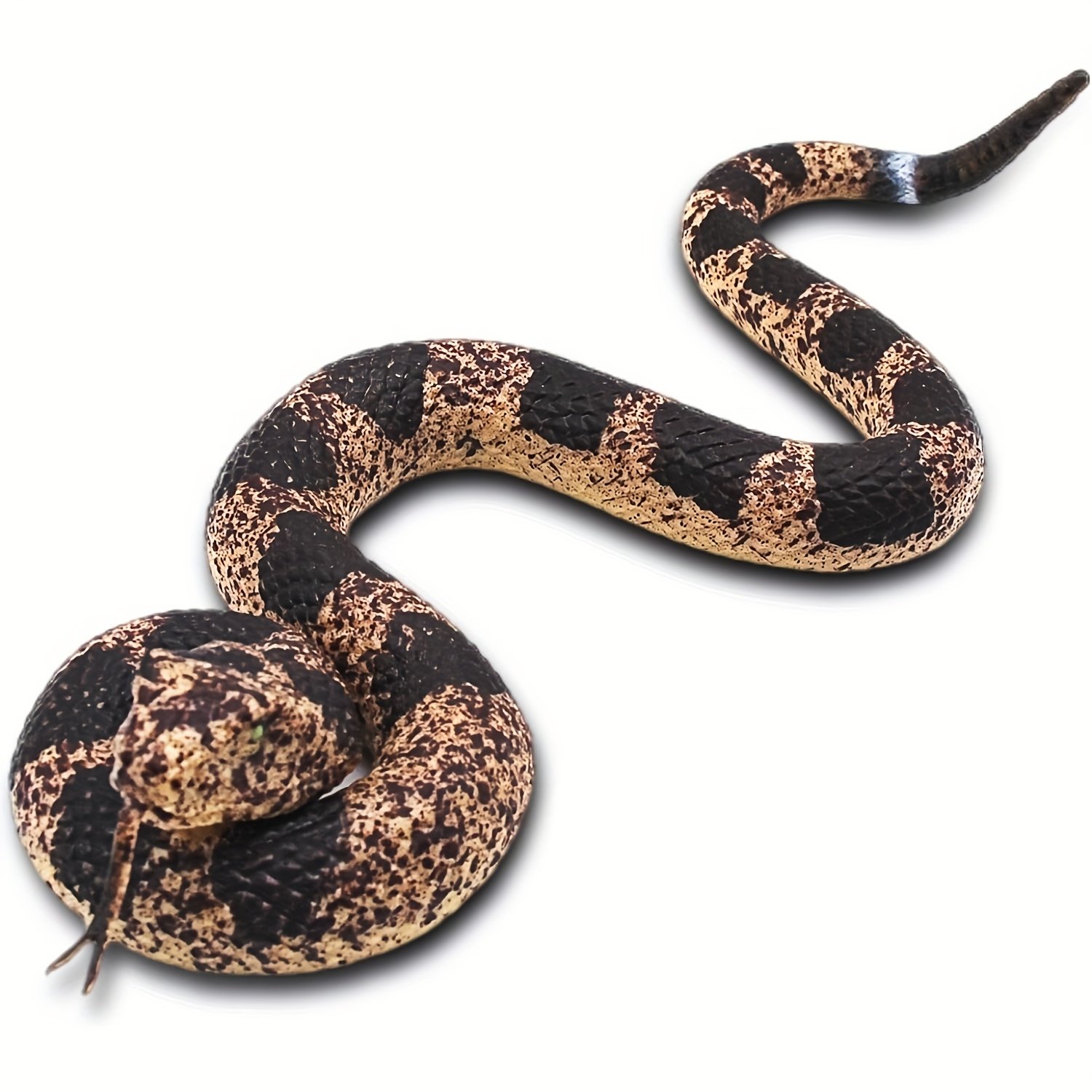 2736f602-5225-41b0-9ec4-c855fcf3a1c5.jpg Realistic Soft Rubber Snake Toy - Lifelike Scaled Texture & Expressive Eyes, Black/Brown with Light Spots for Halloween & Christmas Pranks, Garden Decorations, Safe Non-Toxic Latex-like Material (Durable & Flexible) - Ideal for Parties, Outdoor Use, and Practical Jokes - Image 1