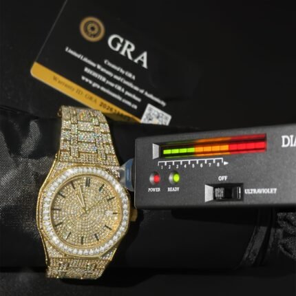 Men'S Luxury Artificial Moissanite Watch - 18CT Sparkling Artificial Moissanite Watch, VVS Grade Artificial Moissanite D1 Color, 316L Stainless Steel Band And Case, Adjustable Bracelet, Perfect Gift For Anniversary Birthday Valentine'S Day, Without Battery