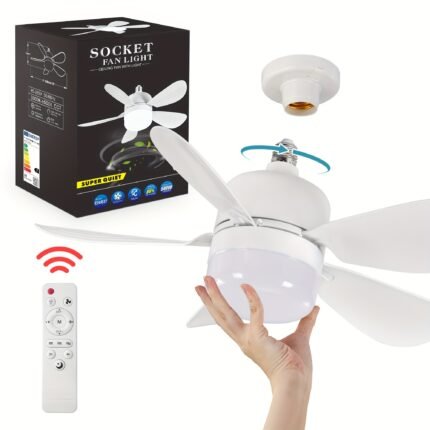 Sleek 5-Blade LED Fan Light - Easy Install, E26/E27 Compatible, Ideal for Kitchen, Study, Bedroom, Bathroom & Living Room