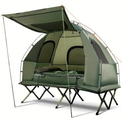 MULTIGOT 2-Person Compact Portable Pop-Up Tent/Camping Cot w/ Air Mattress & Sleeping Bag, Air Tent for Camping, Big Camping Tent, Lightweight Tent, Air Tent Camping, Adventure Travel, Backpacking Gear, Easy Assembly, Spacesaving Tent, Durable Fabric, Reinforced Seams, Portable Bed, Camping Cot with Mattress, Travelers, Hikers