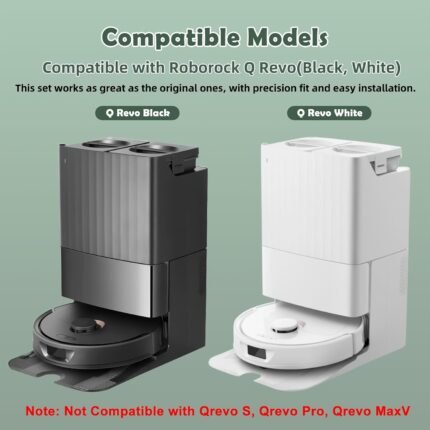 Roborock Q Revo Compatible 15 Pack Accessories Kit - Durable ABS Material, Efficient Floor Attachment Parts - 1 Main Roller Brush, 2 HEPA Filters, 2 Authentic Dust Bags, 4 Mop Cloths, 4 Side Brushes for Home Cleaning