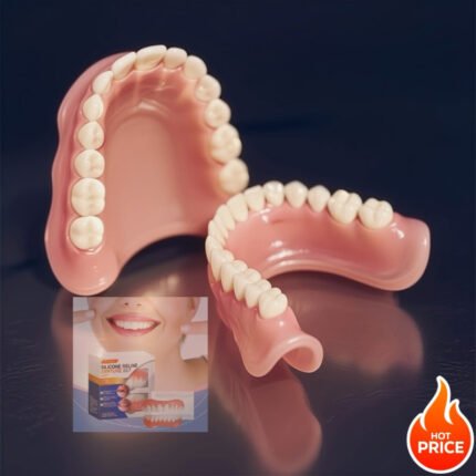 Dentures for Toothless Adults - Natural-Looking Upper & Lower Teeth, Comfortable Fit for All Mouth Types, Easy to Put On & Take Off, Realistic Red Gums and White Teeth, Enhances Confidence at Parties, Work, or Everyday Use, Fast Local Warehouse Deliv