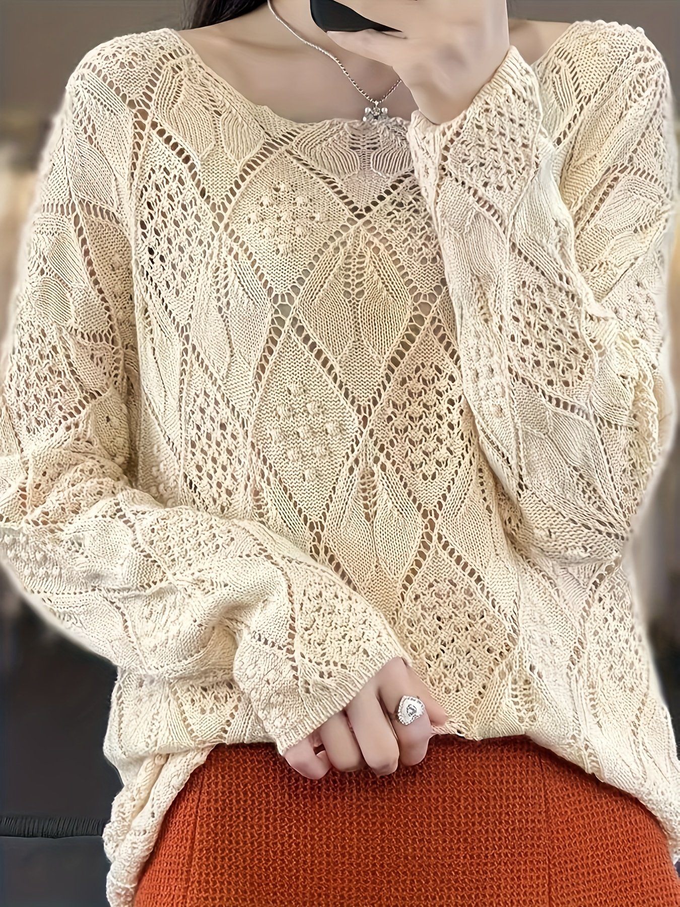 2a8b9c0e-5f87-4d1b-a862-11b65bf54c6d.jpg Geometric Pattern Knitted Sweater - Image 1