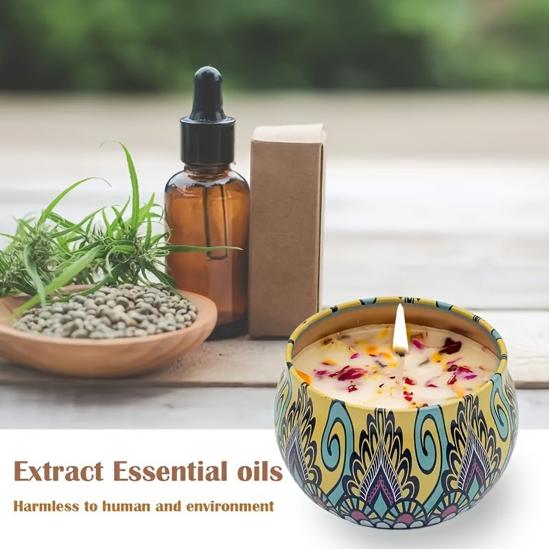 2be20d2694ec4e07b19f0ecd9914e42d-goods.jpeg 4-Pack Jasmine, Sandalwood, Lavender & Rose Scented Soy Wax Candles in Reusable Decorative Oval Box - Long-Lasting 12+ Hour Burn Time, for Relaxation, Bath, Yoga & Valentine’s Day Gifts, Wax for Candle Making, Vibrant Pattern, Natural Ingredients, Home Fragrance, Stylish Home Decor, Premium Fragrance, Gift Shoppers - Image 1