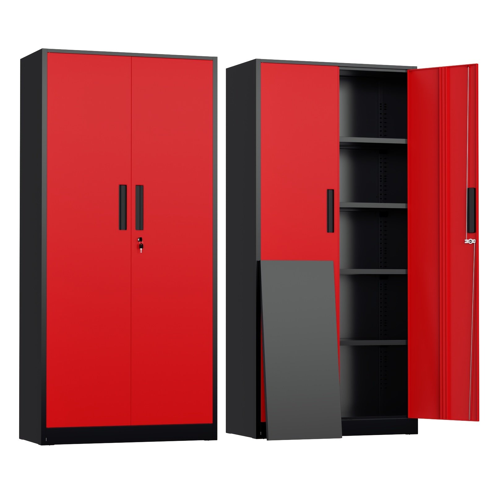 2c629b38-654b-4c47-8651-4f925c602915.jpg 71" Tall Metal Storage Cabinet with Locking Doors, 4 Adjustable Shelves, Heavy-Duty Steel Closet Storage And Organization for Home, Office, Garage, Hallway, Kitchen, Closet Storage System, Mounted Closet Systems - Image 1
