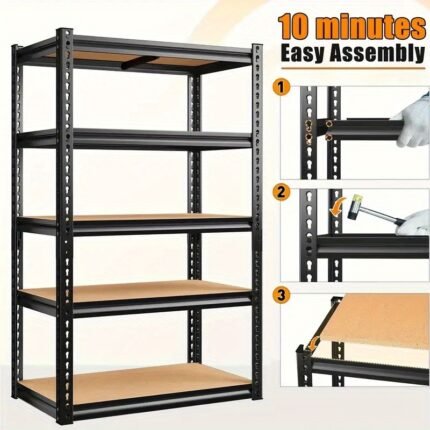 500/2000 Lb Heavy Duty Industrial Shelving Unit - Adjustable 3/5 Tier Metal Storage Rack with Easy 10-Min Assembly, Multiple Sizes (29.5"x15.7" to 72"x45.3") for Garage, Kitchen, Basement & Warehouse Organization, Metal Shelves for Storage, Garage Organization, Spacesaving Design, Reinforced Shelves, Shelving System, Home Organizers, Multitier Shelving, Durable Construction, Garage Owners