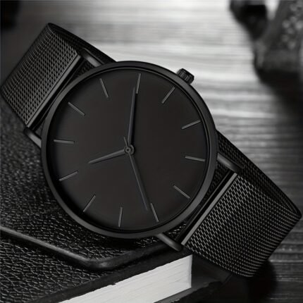 Simple Fashion Stainless Steel Mesh Band Quartz Wrist Watch
