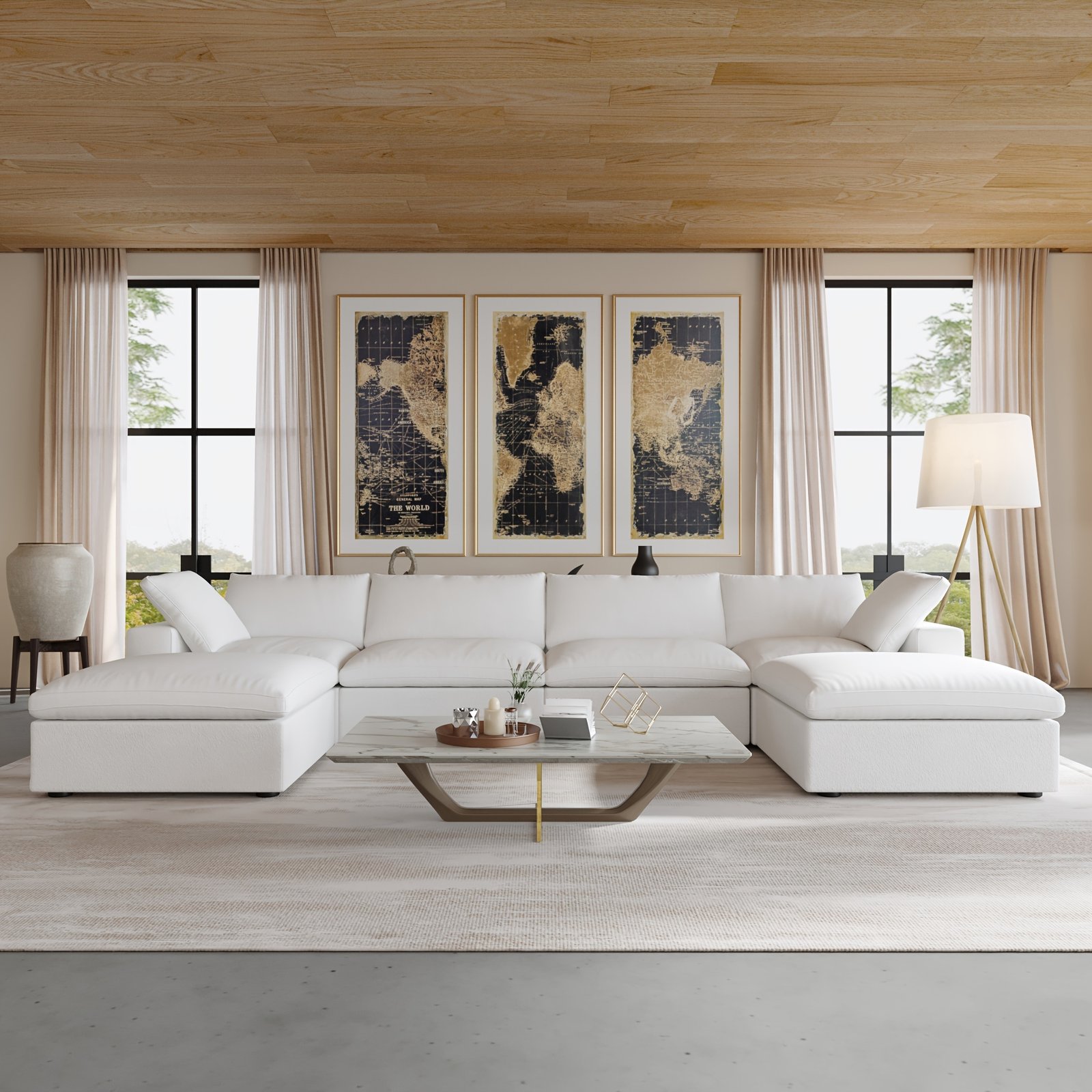 2d08a970-a171-4d40-86e0-41aacb777a30.jpg U-Shaped Cloud Couches For Living Room, 6-Seats Modular Convertible Sectional Sofas, Cushion Covers Removable, Comfy Sectional Couch With Chaise Ottomans For Living Room Apartment - Image 1