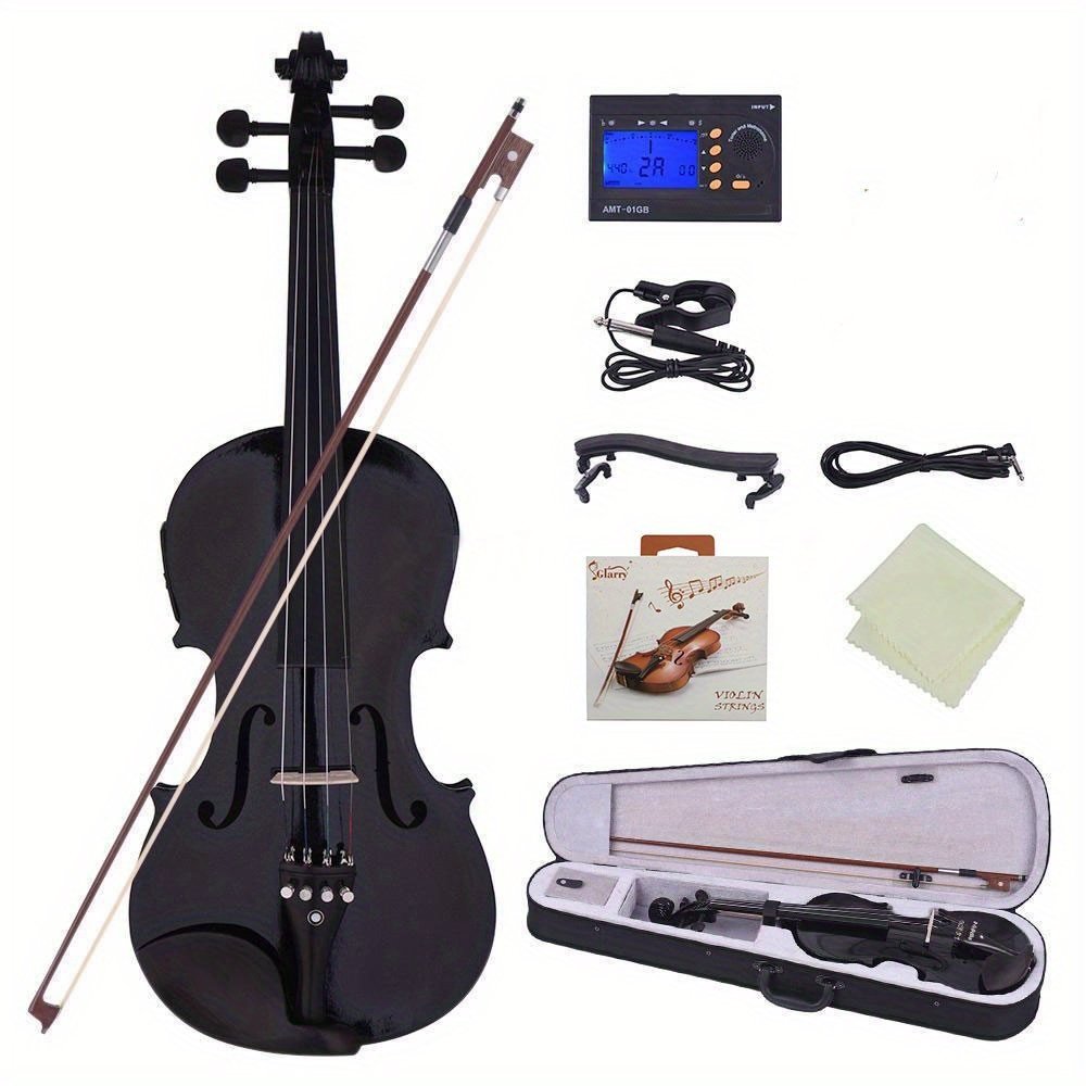 2d1abe239942457f8913d6cf00108d23-goods.jpeg GV102 4/ 4 Solid Wood Violin Pack in Black - Includes Case, Bow, Strings, Shoulder Rest, Tuner & Accessories - Ideal for Adult Learners and Enthusiasts - Image 1