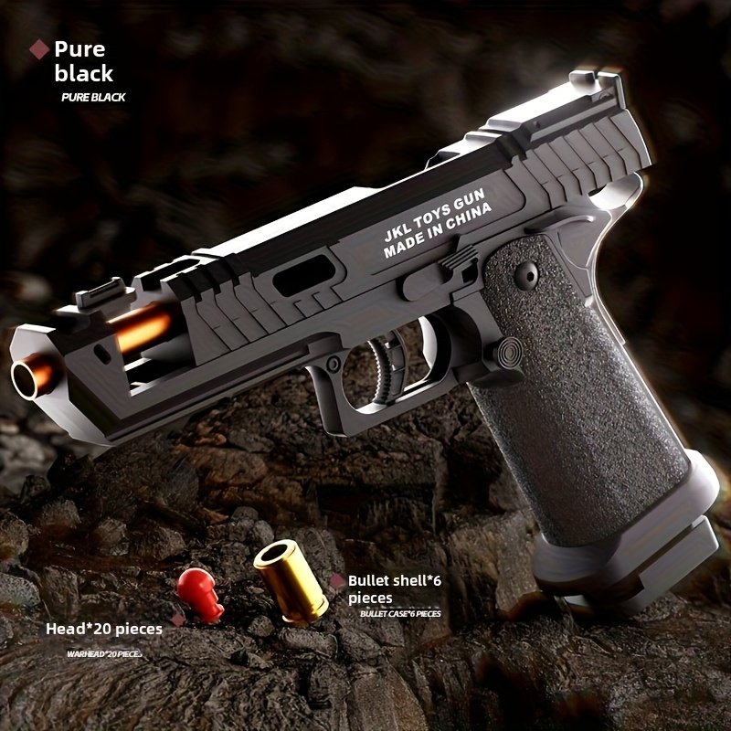 2d716191-59f4-4671-ba91-a9d3cf4bef86.jpg JKL Toys Gun - TTI2011 Upgraded Continuous Shot, Single Shell Ejection, Soft Bullet Pistol for Outdoor Fun & Educational Play, Includes Soft Bullets, Perfect Christmas/Birthday Gif - Image 1